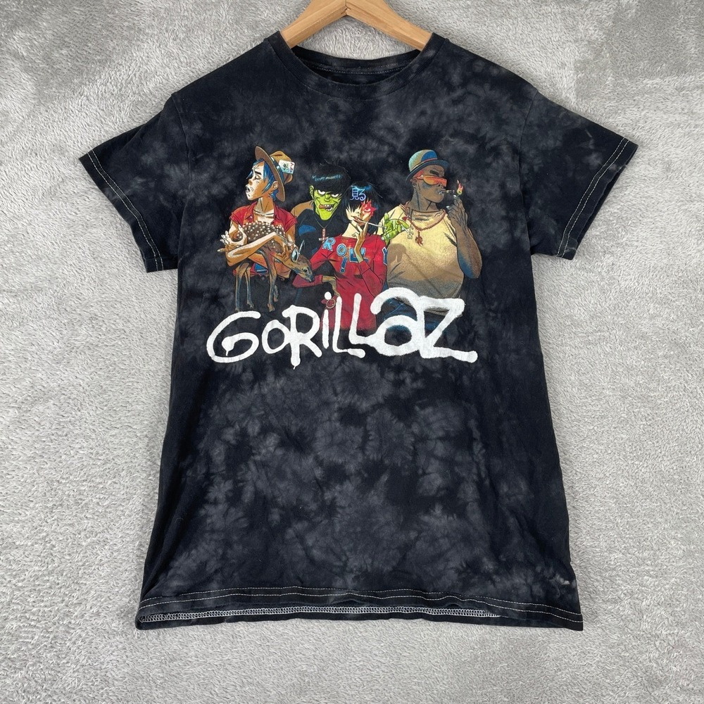 Gorillaz Shirt Adult Unisex XS Black Tie Dye Graphic Band Tee Streetwear